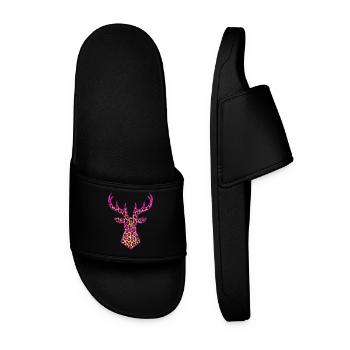Hirsch PopArt Pink Leoparden Muster Vektor Polygon - Männer Badelatschen - Schwarz - Vorne