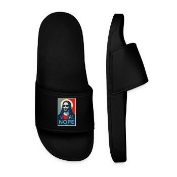 Jesus man with halo and sunglasses - Men’s Pool Sliders - black - Front