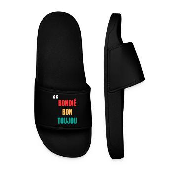 "Bondié bon toujou" Creole T-shirt – Faith - Men’s Pool Sliders - black - Front