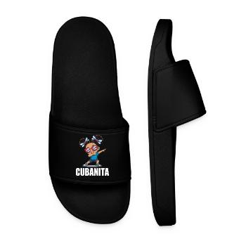 Cuba Flag Cute Cubanita Girls Women - Men’s Pool Sliders - black - Front
