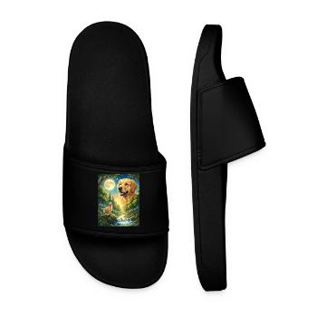 Howling to the Moon Meme Animal Dog Labrador - Men’s Pool Sliders - black - Front
