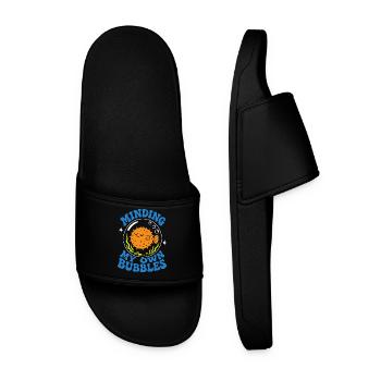 Minding My Own Bubbles Puffer Fish - Men’s Pool Sliders - black - Front