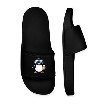 Pinguin Apres Ski Bier Comic - Männer Badelatschen - Schwarz - Vorne
