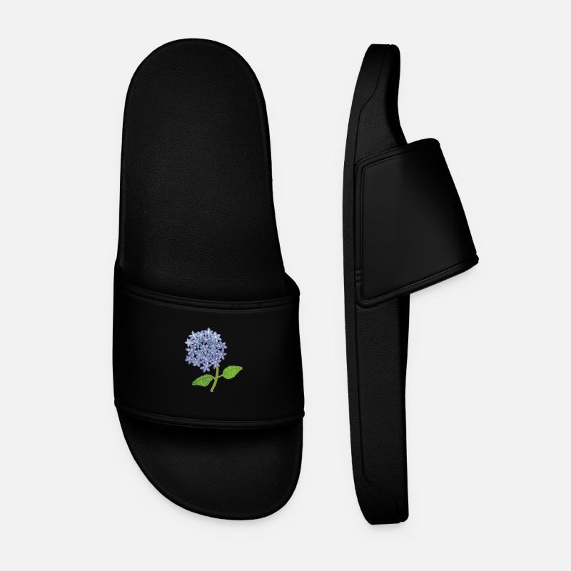 embroidered hydrangea - Men’s Pool Sliders - black