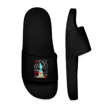 New York City NYC USA America Statue of Liberty - Men’s Pool Sliders - black - Front