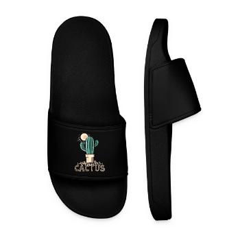 cactus cactus cactus symbol sun desert sand - Men’s Pool Sliders - black - Front