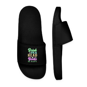 Reading Books Tea - Men’s Pool Sliders - black - Front