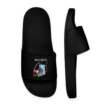Retro Music Rewind Cassette Design - Men’s Pool Sliders - black - Front