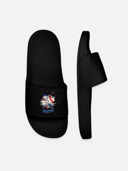 Dynamic Baseball Swing Illustration - Men’s Pool Sliders - black