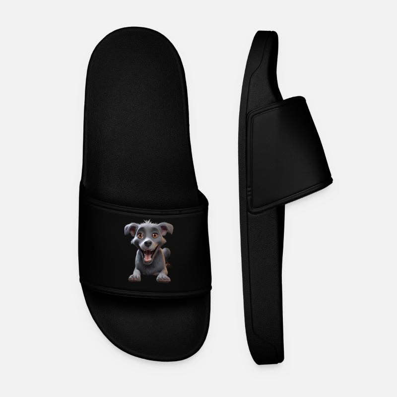 Waiting dog - Men’s Pool Sliders - black