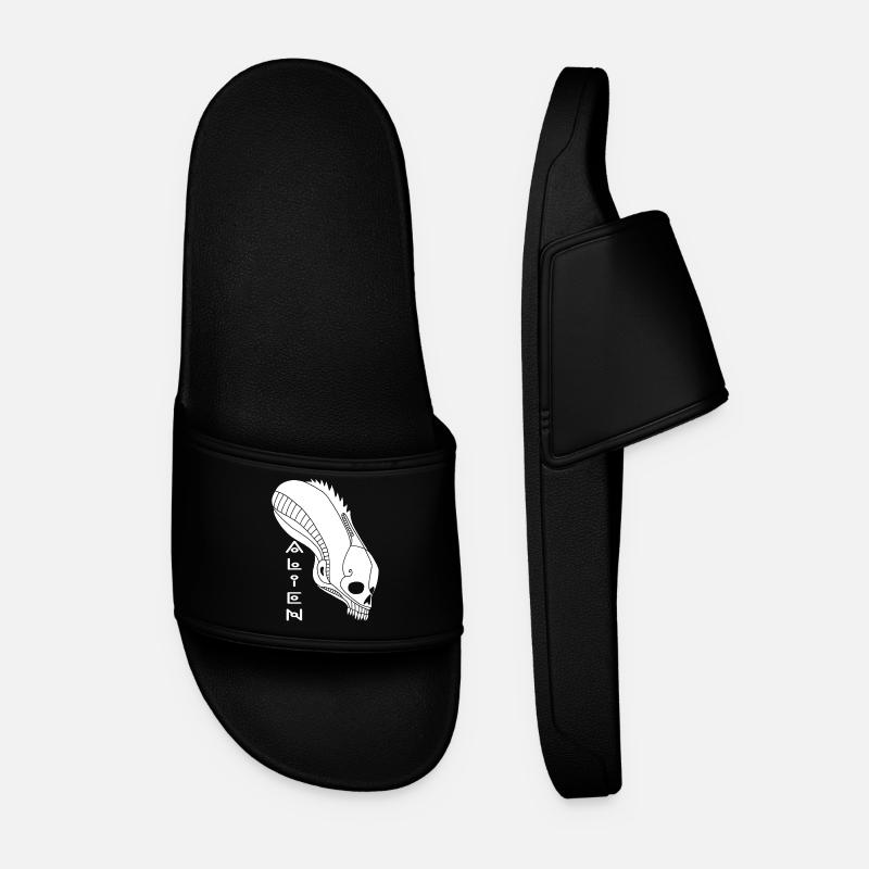 White Alien Skull - Men’s Pool Sliders - black