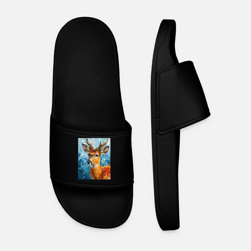 Deer image - Men’s Pool Sliders - black