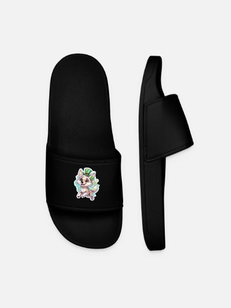 St. Patrick's Day Fox - Men’s Pool Sliders - black