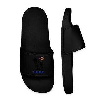 Island Summer Palm Trees - Men’s Pool Sliders - black - Front