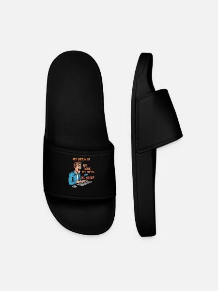 0% Sleep: Code & Coffee Power! - Men’s Pool Sliders - black