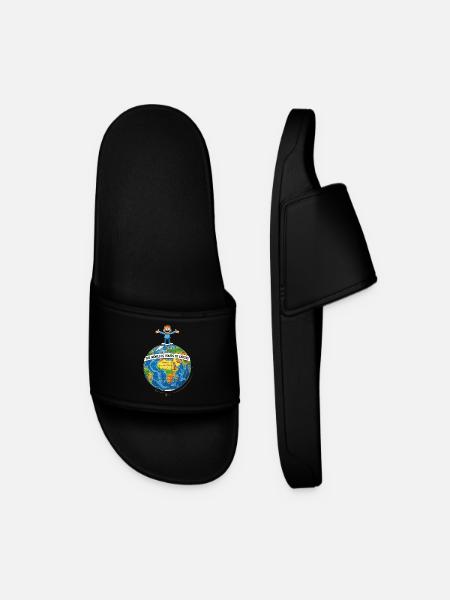 World map with joy and freedom of life - Men’s Pool Sliders - black