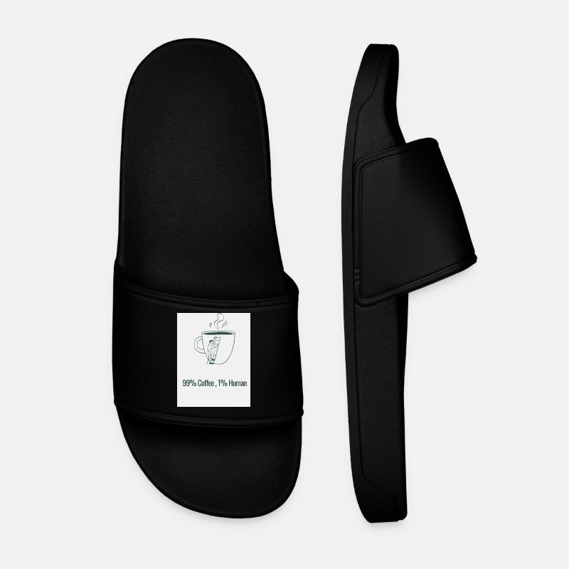 Humor Coffee 99% Caffeine 1% Human - Men’s Pool Sliders - black