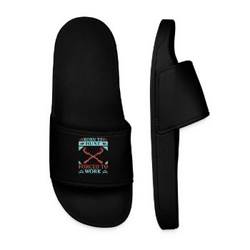 Born to hunt, forced to work - Men’s Pool Sliders - black - Front
