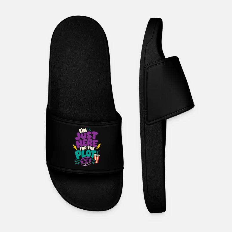 Just Here For The Plot - Men’s Pool Sliders - black