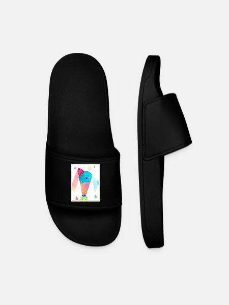 Kunterbunte Kawaii-Eiscreme - Men’s Pool Sliders - black