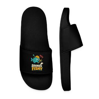 Sounds Fishy Detective Fish - Men’s Pool Sliders - black - Front