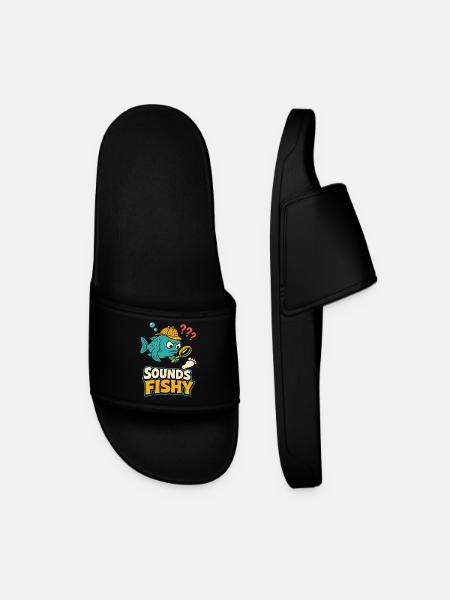 Sounds Fishy Detective Fish - Men’s Pool Sliders - black