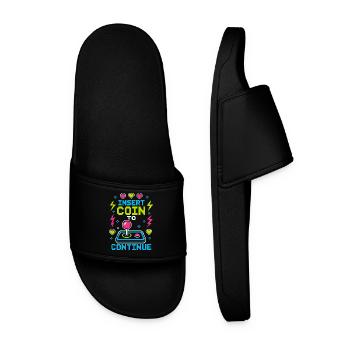 Insert Coin To Continue Retro Gaming - Men’s Pool Sliders - black - Front