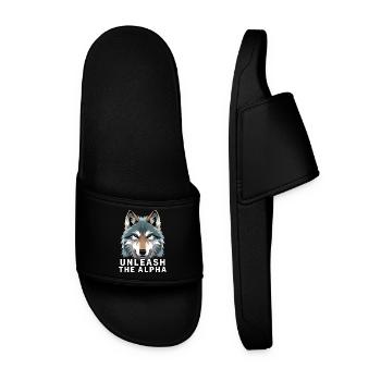  Unleash The Alpha Wolf Motivationsspruch Alpha - Männer Badelatschen - Schwarz - Vorne