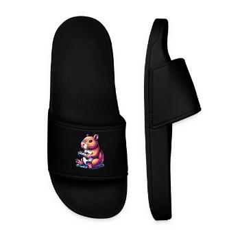 Pixel Art Video Games Gamer Capybara - Men’s Pool Sliders - black - Front