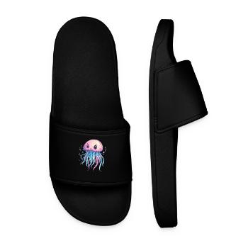 Cute jellyfish with pastel colors - Men’s Pool Sliders - black - Front