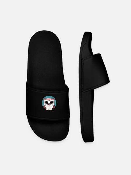 Big Eyes Owl - Men’s Pool Sliders - black
