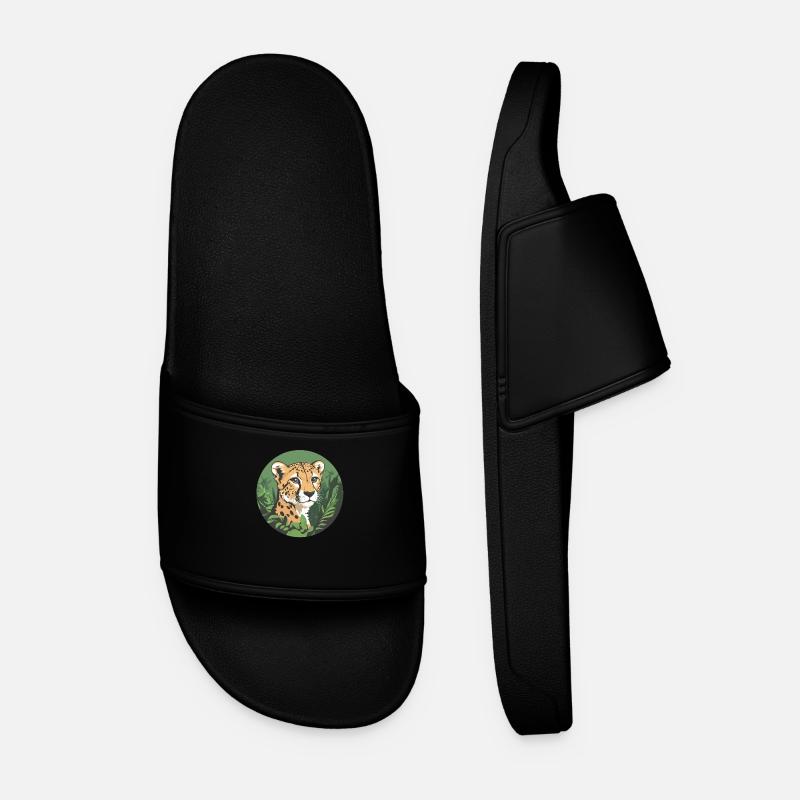 Cheetah in the jungle - Men’s Pool Sliders - black