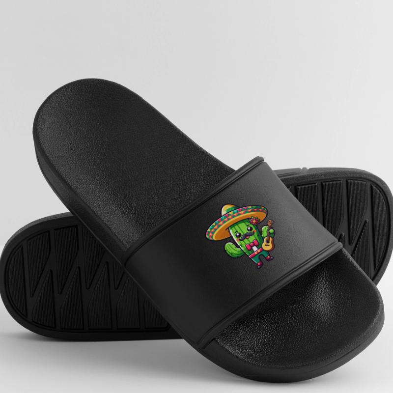 Cinco de Mayo Cactus Mariachi Guitarist Men’s Pool Sliders