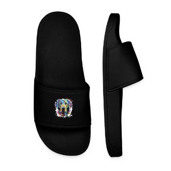 Chien Labrador Animal Pop Art Tête - Claquettes Homme - noir - Devant