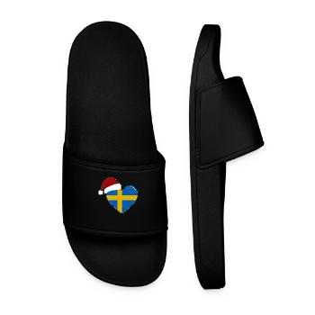 Schweden Flagge Weihnachten Herz - Männer Badelatschen - Schwarz - Vorne