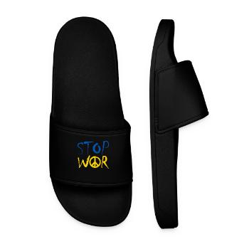 STOP WAR with Peace Sign Peace Symbol – Ukraine - Men’s Pool Sliders - black - Front