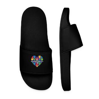 Puzzle coloré coeur battement de cœur - Claquettes Homme - noir - Devant