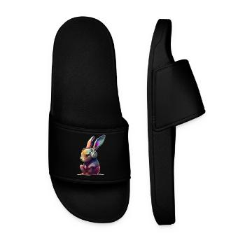 Lapin avec casque DJ - Claquettes Homme - noir - Devant