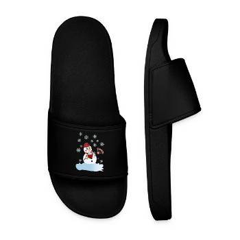 Bonhomme de neige et chocolat chaud pour Noël - Claquettes Homme - noir - Devant