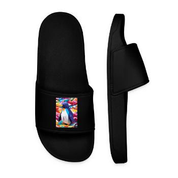 Rainbow Waddle - Origami Penguin - Men’s Pool Sliders - black - Front
