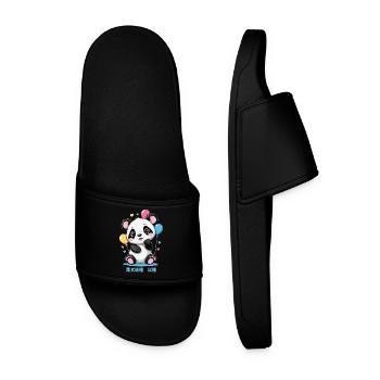 Cute Panda Bear - Men’s Pool Sliders - black - Front