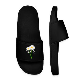 Decorative flower on green stem - Men’s Pool Sliders - black - Front