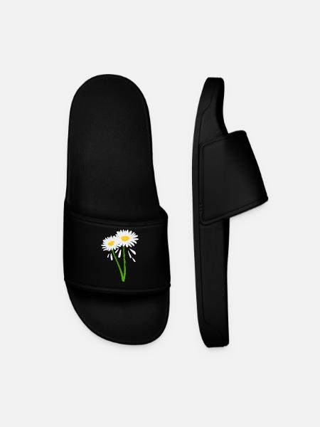 Decorative flower on green stem - Men’s Pool Sliders - black