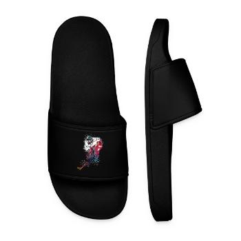 Hockey player sport art #hockey #sport - Men’s Pool Sliders - black - Front