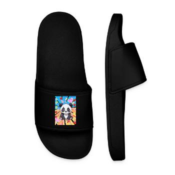 Années 80 Rétro Panda Enfants Filles Garçons - Claquettes Homme - noir - Devant