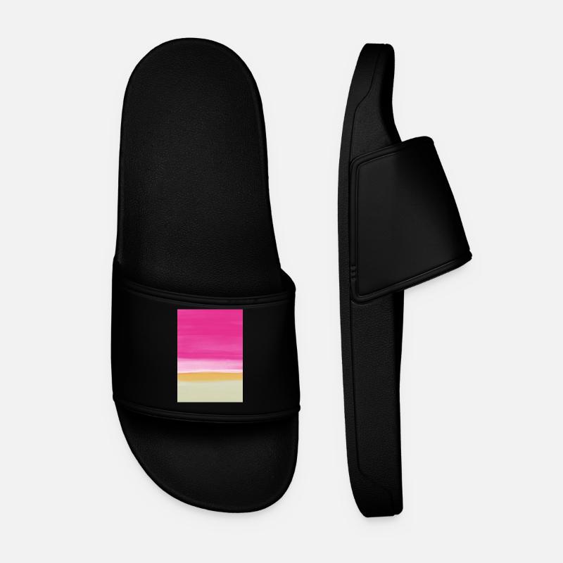 Line study pink yellow - Men’s Pool Sliders - black