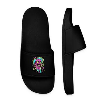 Neon Schreiende Pop Art Porträt - Männer Badelatschen - Schwarz - Vorne