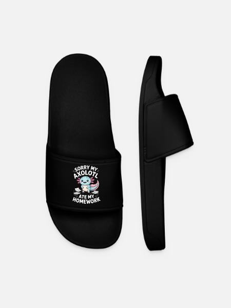 Axolotl Ate My Homework - Men’s Pool Sliders - black