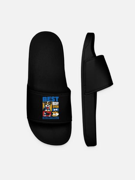 Best Buddy Ever Dog Lover Design - Men’s Pool Sliders - black