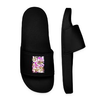 Neon Rosé Tie-Dye Swirl - Men’s Pool Sliders - black - Front